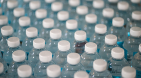 rows of plastic water bottles