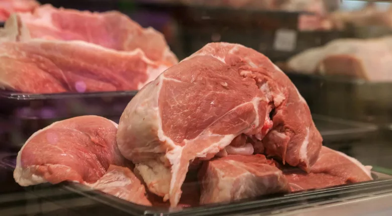 slabs of raw pork meat