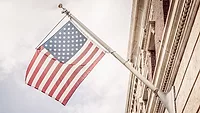 US flag on building