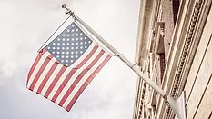 US flag on building