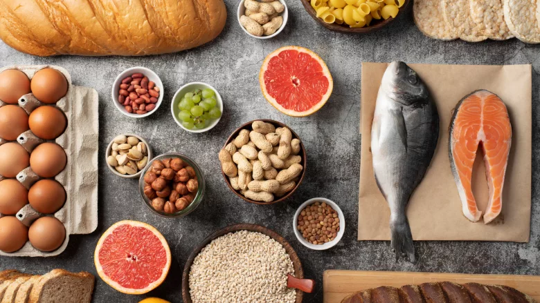 common food allergens laid out on table