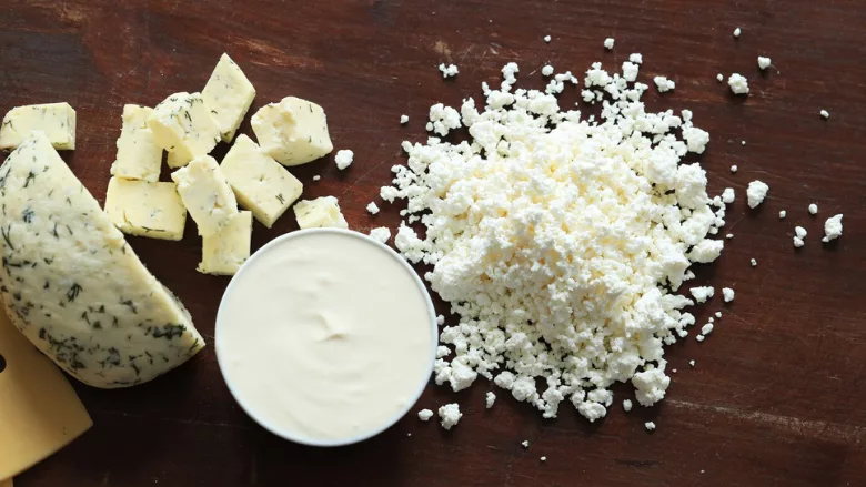 dairy curds, cheeses, and cream