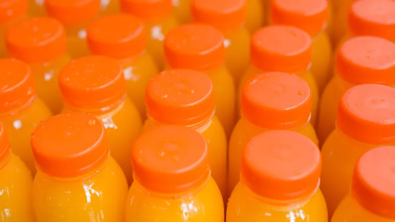 plastic orange juice bottles