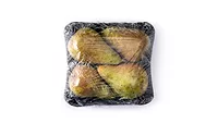 plastic wrapped pears