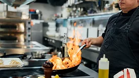 restaurant kitchen chef cooking flame