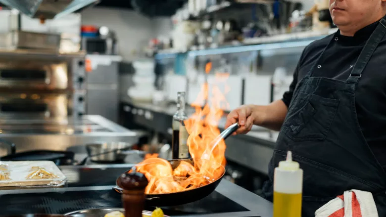 restaurant kitchen chef cooking flame