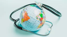 stethoscope and globe