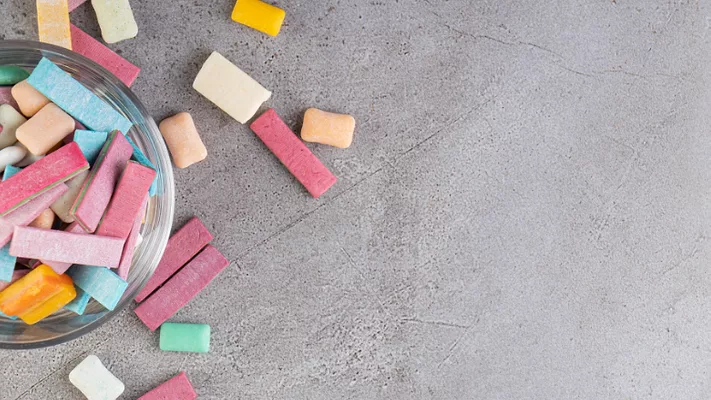 assorted chewing gum pieces