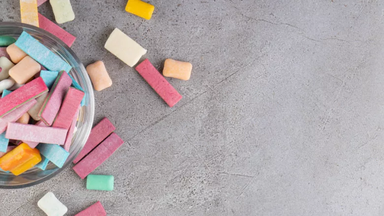 assorted chewing gum pieces