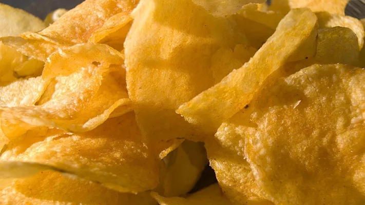 close-up shot of potato chips