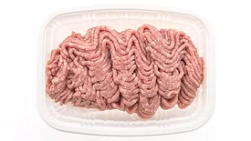 ground meat in plastic package
