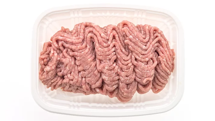 ground meat in plastic package