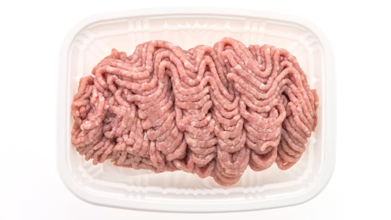 ground meat in plastic package