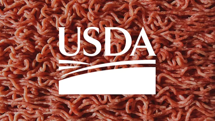 ground meat with USDA logo overlay