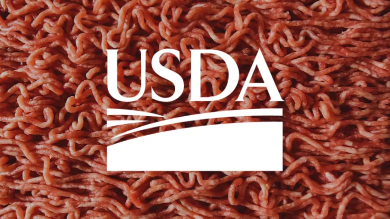 ground meat with USDA logo overlay