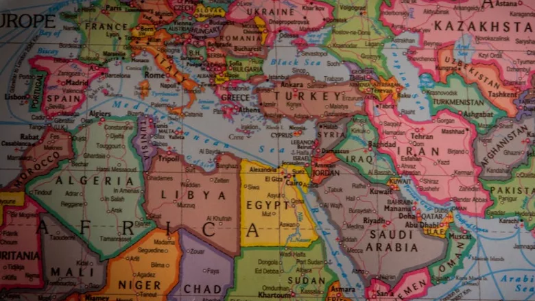 map of north african/near east/mediterranean regions