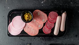 plate of RTE deli meats and sausages
