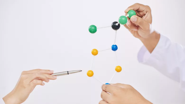 scientists using molecular model