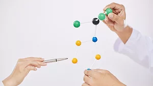 scientists using molecular model