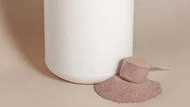 scoop of chocolate protein powder