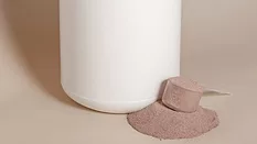 scoop of chocolate protein powder