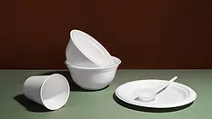 single-use food utensils still life