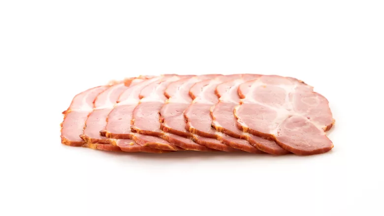 slices of cured pork or bacon