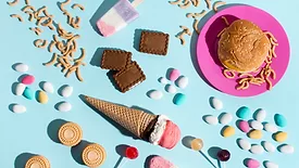 sweets crackers and bread roll