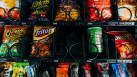 vending machine filled with chips and candy