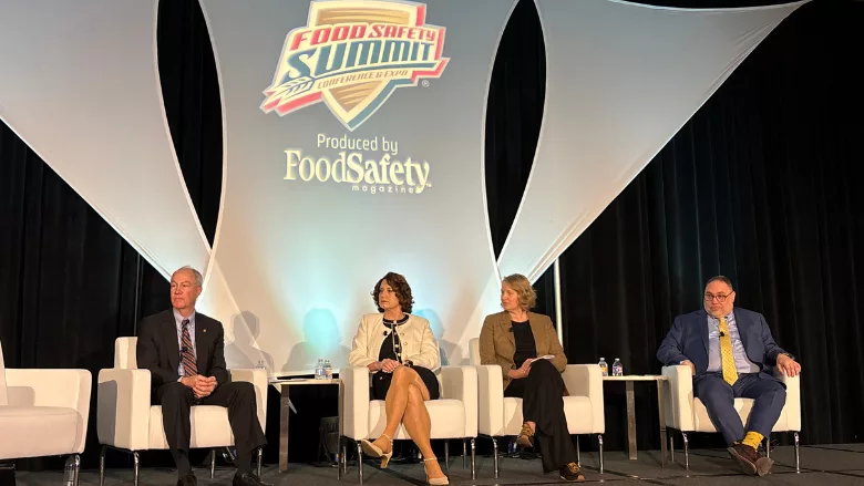 town hall panelists on stage at the 2026 food safety summit