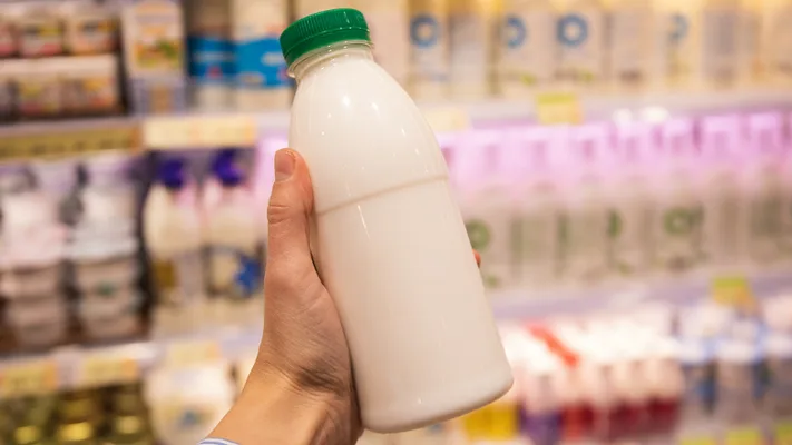 unlabeled bottle of milk