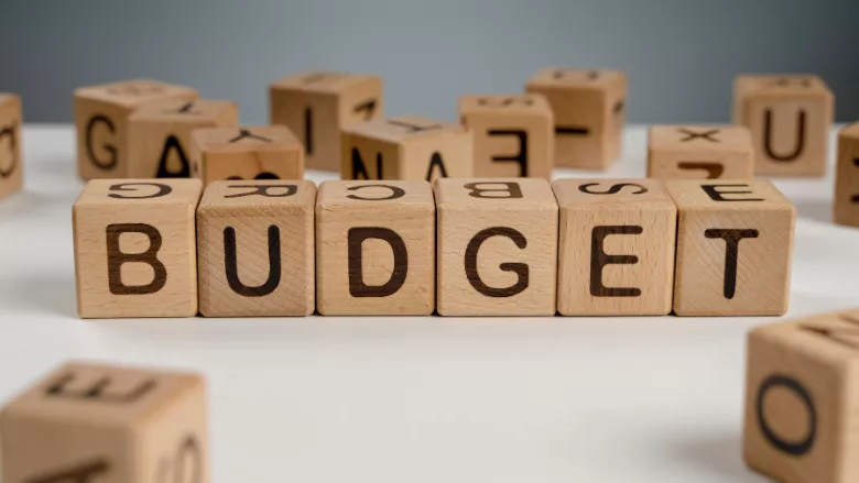 wooden blocks that spell "budget"