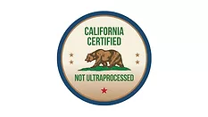 a label seal that says "California Certified Not Ultraprocessed" with the California Republic bear on it