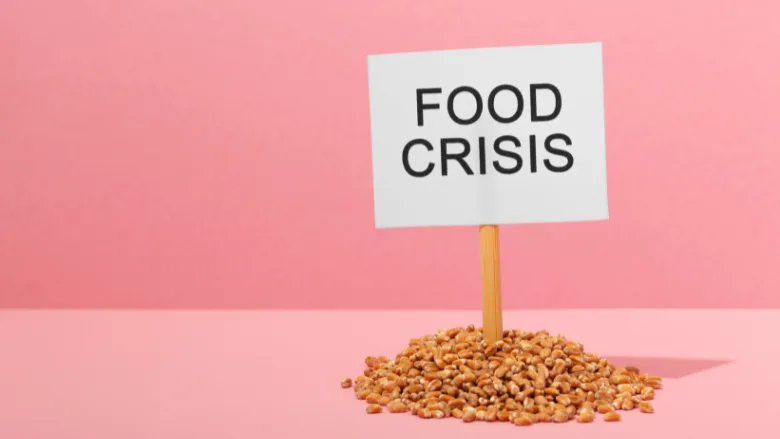 sign that says food crisis