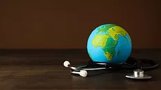 stethoscope and globe