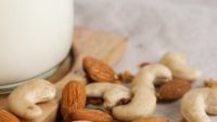 almonds, cashews, and milk
