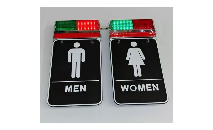 Heads Up Lock restroom sign