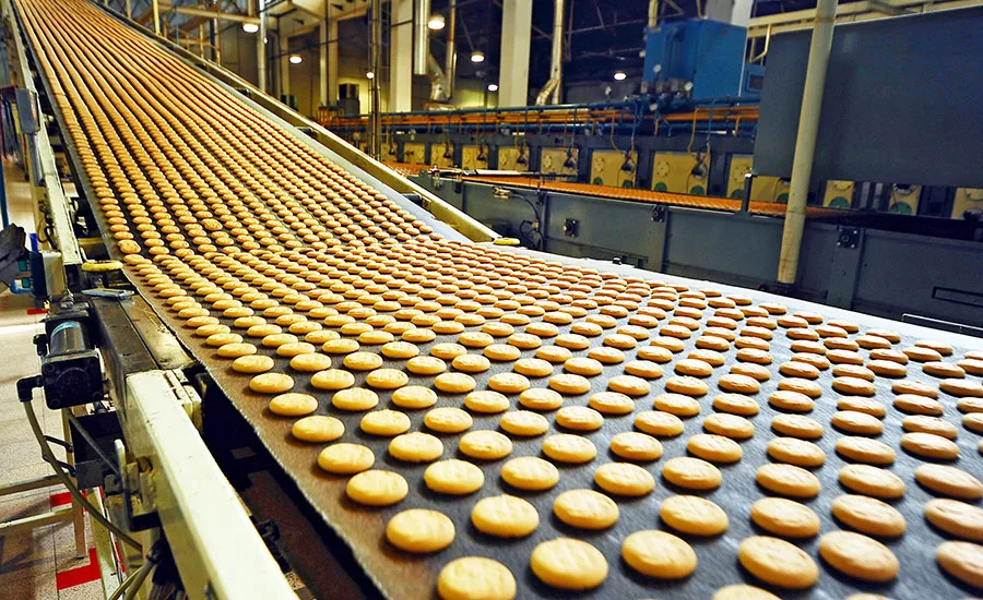 cookies on a conveyor