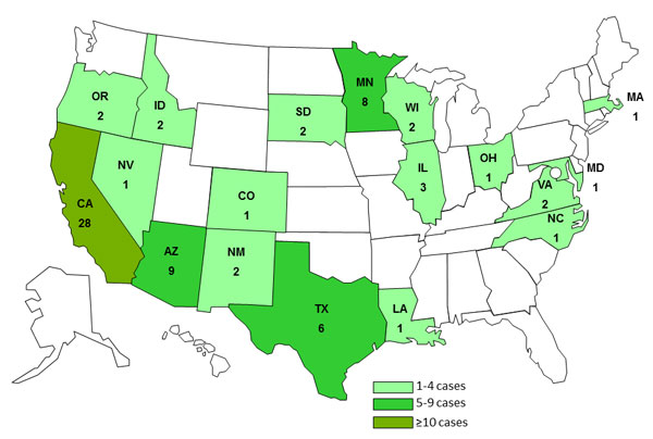 Persons infected with the outbreak strain of Salmonella Saintpaul, by State